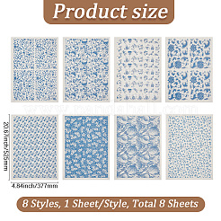 8Sheets 8 Styles Paper Ceramic Decals&nbsp;CELT-GF0001-03