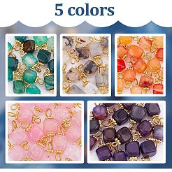 80Pcs 5 Color Natural Agate Connector Charms&nbsp;FIND-HY0001-39