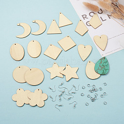 DIY Dangle Earring Making Kits&nbsp;WOOD-TA0001-44