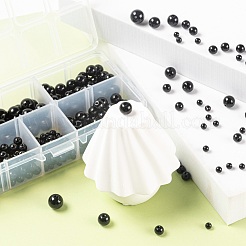 340Pcs 4 Sizes Synthetic Black Stone Beads Strands&nbsp;G-LS0001-10
