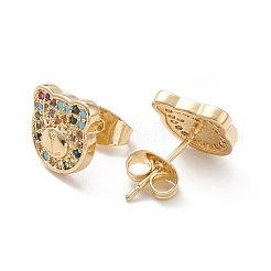 Cubic Zirconia Bear Stud Earrings&nbsp;EJEW-C059-03G