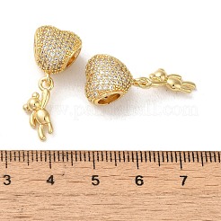 Rack Plating Brass Micro Pave Clear Cubic Zirconia European Dnagle Charms&nbsp;KK-C053-05G