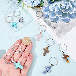 10Pcs 5 Styles Gemstone Keychains&nbsp;KEYC-CP0001-48