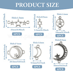 36Pcs 6 Styles Tibetan Style Zinc Alloy Connector Charms&nbsp;FIND-TA0002-96