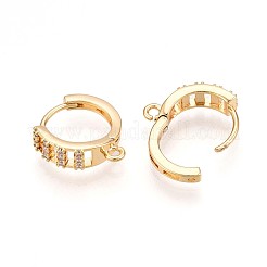 Brass Micro Pave Cubic Zirconia Hoop Earring Finding&nbsp;KK-N261-28G
