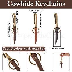 3Pcs 3 Colors Cowhide Keychains&nbsp;KEYC-SC0001-64