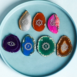 7Pcs 7 Style Dyed Natural Agate Chakra Theme Display Decorations&nbsp;PW-WG54486-01