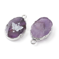 Natural Amethyst Oval Pendants&nbsp;X-G-C102-07P-03