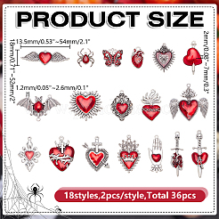 36Pcs 18 Styles Gothic Style Zinc Alloy Enamel Pendants&nbsp;ENAM-AR0001-94