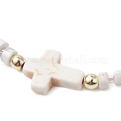 Natural Howlite Beads Link Bracelets for Women Men&nbsp;BJEW-JB11467-06
