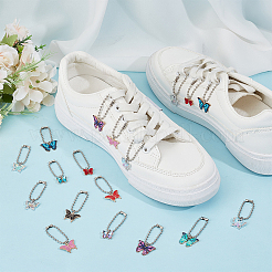 24Pcs 12 Styles Butterfly Alloy Enamel & Crystal Rhinestone & Glass Shoes Charms&nbsp;HJEW-DR00092