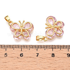 Brass Micro Pave Cubic Zirconia Pendants&nbsp;KK-N254-228G
