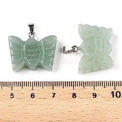 Natural Green Aventurine Carved Butterfly Pendants&nbsp;G-N342-01E