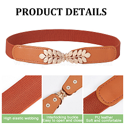 2Pcs 2 Colors Nylon Elastic Chain Belt with Imitation Learther&nbsp;AJEW-GF0007-03A