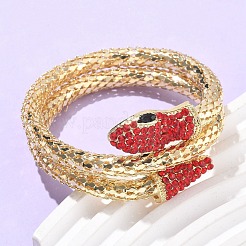 Snake Alloy Rhinestone Bangles for Women&nbsp;BJEW-G085-01G-01