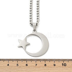 201 Stainless Steel Crescent Moon Star Pendant Twisted Chain Necklaces&nbsp;NJEW-S387-07P