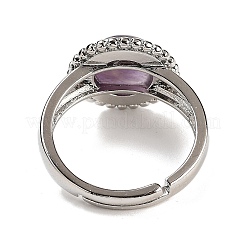 Natural Amethyst Round Adjustable Rings&nbsp;RJEW-K271-02P-01
