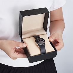 Black Paper Watch Packing Boxes with Flip-Top and Pillow Inside&nbsp;CON-WH0816-018B