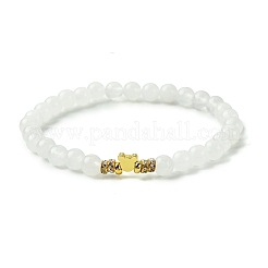 Natural White Jade Beads Stretch Bracelets for Women Men&nbsp;BJEW-JB11348-01