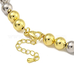 Rack Plating Brass Round & Heart Beaded Necklaces for Women&nbsp;NJEW-C059-20G