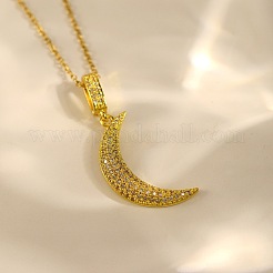Moon Brass Micro Pave Clear Cubic Zirconia Pendant Necklaces&nbsp;FS-WGD2E00-01