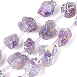 Electroplate Raw Rough Natural Amethyst Beads Strands&nbsp;G-Q610-06F