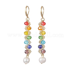 Round 304 Stainless Steel & Glass Seed Beads Dangle Leverback Earrings&nbsp;EJEW-MZ00717