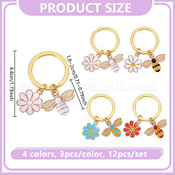 12Pcs 4 Colors Alloy Enamel Keychain&nbsp;KEYC-NB00019