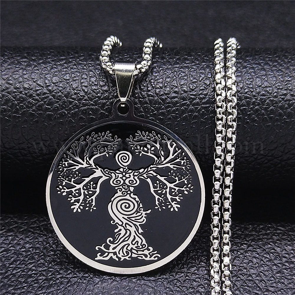 thumbnail image 2 of Stainless Steel Tree Of Life Pendant Necklace - 22 Inch Chain, Men's Hollowed Out Jewelry 2 of 4