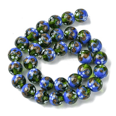 Handmade Gold Sand Lampwork Beads Strands&nbsp;LAMP-A003-03A-1