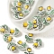 Handmade Porcelain Glazed Beads, Hand Painted Tulip Flower Ceramic Beads, Gold, 16x14.5mm