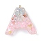 Resin Pendants, with Shell & Paillette & Gloden Alloy Loop, Letter A~B, Letter A, 42~44x11.5~57x7.5~8.5mm, Hole: 2mm