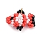 Seed Beads Beaded Charms, with Jump Ring, Fish Pendant, Red, 17x21x10mm, Hole: 3.5mm
