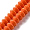 Glazed Porcelain Beads, Glossy Ceramic Beads, Flat Round, Orange, 12x7mm, Hole: 1.6mm, about 45pcs/strand, 12.40''(31.5cm)