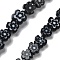 Handmade Millefiori Lampwork Beads Strands, Flower, Black, 7.5~8.5x7.5~8.5x3~3.5mm, Hole: 0.8mm, about 50pcs/strand, 15.75~15.94 inch(40~40.5cm)