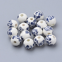 Floral Printed Porcelain Beads&nbsp;PORC-Q201-8mm-4