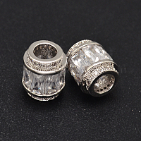 Column Brass Micro Pave Cubic Zirconia European Bead&nbsp;ZIRC-D105-02-NR