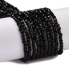 Transparent Glass Beads Strands, Faceted Round, Black, 2mm, Hole: 0.8mm, about 160~178pcs/strand, 13.58 ~14.17 inch(34.5~36cm)