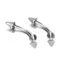 304 Stainless Steel Eyebrow Rings, Curved Barbell, Eyebrow Piercing Jewelry, Stainless Steel Color, 3mm, Pin: 1.2x10mm