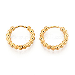 304 Stainless Steel Hoop Earrings for Women, Ring, Ion Plating(IP), Real 14K Gold Plated, 15x2.5mm
