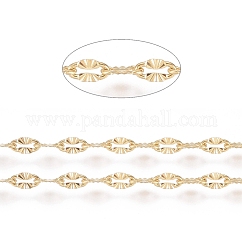 Ion Plating(IP) 304 Stainless Steel Textured Dapped Chains, Cable Chains, Soldered, Flat Oval, Golden, 4~4.5x2~2.5x0.5mm, about 32.8 Feet(10m)/roll