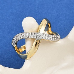 Brass Micro Pave Cubic Zirconia Cuff Rings&nbsp;RJEW-D326-03G