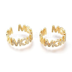 Brass Micro Pave Clear Cubic Zirconia Cuff Rings&nbsp;RJEW-I073-02G