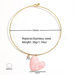 304 Stainless Steel Enamel Pink Heart Pendant Choker Necklaces for Women&nbsp;WG218C8-01