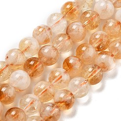 Heated Natural Citrine Beads Strands&nbsp;G-A262-A01-8mm