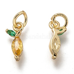 Brass Micro Pave Gold & Green Cubic Zirconia Charms&nbsp;ZIRC-I051-07G