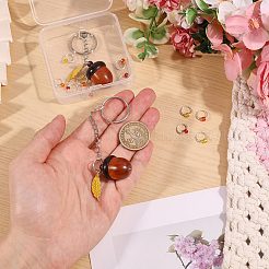 2Pcs Wooden Acorn Box with Alloy Enamel Leaf Pendant Counter Chains&nbsp;KEYC-CO00001