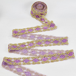 10 Yards Polyester Lace Ribbon with Paillette&nbsp;OCOR-WH0090-050B