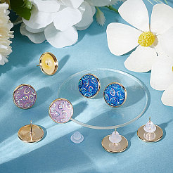 30Pcs Brass Stud Earring Settings&nbsp;KK-BBC0007-42