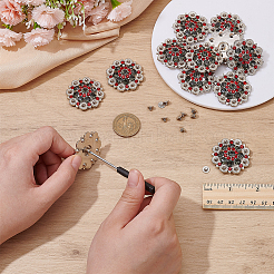20Pcs Flower Zinc Alloy & Rhinestone & Glass Rivets&nbsp;BUTT-NB0001-84B